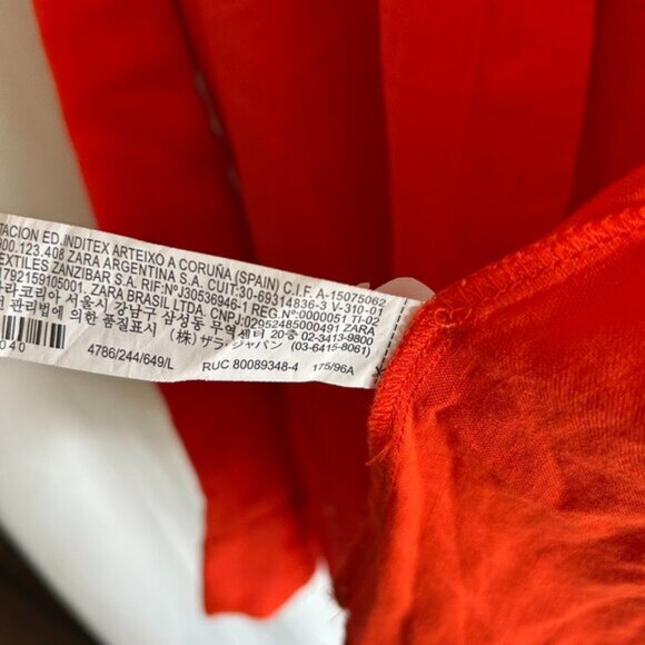 ZARA orange 100% linen Long Sleeve Button Down Shirt L - Picture 5 of 9